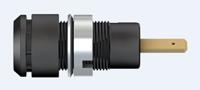 659098-21 Staubli Black Female Banana Socket, 2mm Connector, Tab Termination, 10A, 600V, Gold Plating