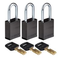 150349 Brady LOTO-99 Padlock Anodised Aluminium, Steel Safety Padlock, Keyed Alike, 6.35mm Shackle, 38.00mm Body