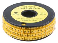 812-0981 RS PRO Slide On Cable Markers, Black on Yellow, Pre-printed "F", 3.6 → 7.4mm Cable