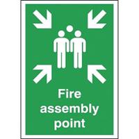 146-445 Polypropylene Fire Safety Sign, Fire Assembly Point With English Text Self-Adhesive