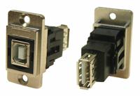235-4752 RS PRO Straight, Panel Mount, Socket to Socket- Dual Port Type B to A 2.0 USB Connector