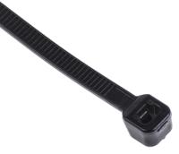 811-1596 RS PRO Cable Tie, Heat Stabilised, 203mm x 3.6 mm, Black Nylon, Pk-100