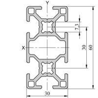 264-7868 RS PRO Silver Aluminium, Anodized Profile Strut, 30 x 60 mm, 8mm Groove, 3m Length