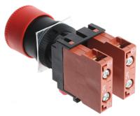 a22e-s-02 Omron A22E Series Twist Release Emergency Stop Push Button, Panel Mount, 22mm Cutout, 2NC, IP65
