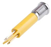 211-500 RS PRO Yellow Panel Mount Indicator, 12V, 8mm Mounting Hole Size, Solder Tab Termination, IP67