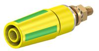 233050-20 Staubli Green/Yellow Female Banana Socket, 4 mm Connector, Bolt Termination, 32A, 600V, Gold Plating