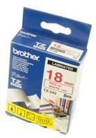 tze-242 Brother Red on White Label Printer Tape, 8 m Length, 18 mm Width