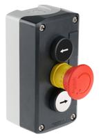 xald328 Schneider Electric Latching, Spring Return Control Station Switch - 2NO, SPST, Polycarbonate, 3 Cutouts, Black, Red,