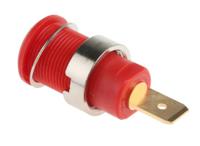 233060-22 Staubli Red Female Banana Socket, 4 mm Connector, Tab Termination, 32A, 1000V, Gold Plating