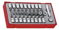 tttx30 Teng Tools 30-Piece 3/8 in Standard Socket/Bit Set with Ratchet, e-Torx; Torx Bit