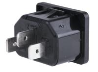 61004310 Schurter C14 Snap-In IEC Connector Male, 15A, 250 V
