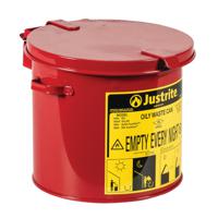 jcn09200rd Justrite Safety Cans 8L Red Hinged Steel Flammable Waste Can