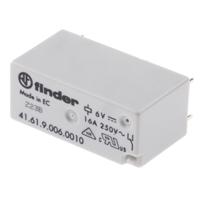 416190060010 Finder PCB Mount Power Relay, 6V dc Coil, 16A Switching Current, SPDT