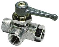 0452-06-13 Legris Nickel Plated Brass 3 Way, Ball Valve, Threaded, BSPP 1/4in, 40bar Operating Pressure