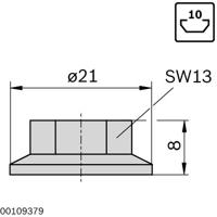 3842345081 Bosch Rexroth M8 Flange Nut, Connecting Component, Strut Profile 40 mm, 45 mm, 50 mm, 60 mm, Groove Size 10mm