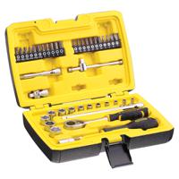fmmt82683-1 Stanley 42-Piece Metric 1/4 in Standard Socket/Bit Set with Ratchet, 6 point; Hex Bit; Phillips Bit; Slotted Bit; Torx