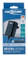 1201-0000 Ansmann 7.2W Plug-In AC/DC Adapter 3V dc Output, 600mA Output
