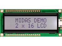 mc21605g6w-fptlw33-v2 Midas MC21605G6W-FPTLW3.3-V2 Alphanumeric LCD Display, 2 Rows by 16 Characters