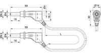 669408-20025 Staubli Test lead, 32A, 600V ac/dc, Green, 2m Lead Length