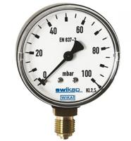 40040801 WIKA G 1/4 Analogue Pressure Gauge 600mbar Bottom Entry 50mm Outside Diameter