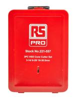 221-557 RS PRO 3-Piece Cone Cutter Set for Metal, 30mm Max, 3mm Min, HSS Bits