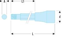 sv6b Facom 1/2 in Drive Bit Socket, XZN, M6, 60 mm Overall Length