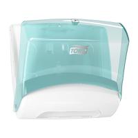 654000 Tork Plastic White/Turqoise Wall Mounting Paper Towel Dispenser, 206mm x 394mm x 427mm