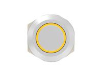 av1210e524r04 TE Connectivity AV12 Series Illuminated Push Button Switch, Momentary, Threaded, 9mm Cutout, SPST, Yellow LED, 24V, IP67