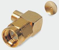 r124154003w Radiall, Plug Cable Mount SMA Connector, 50Ω, Solder Termination, Right Angle Body
