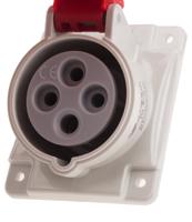 4131666 Scame IP44 Red Panel Mount 3P + E Heavy Duty Power Connector Socket, Rated At 16A, 415 V