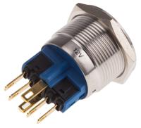 811-8547 RS PRO Illuminated Push Button Switch, Momentary, Panel Mount, 22mm Cutout, SPDT, Green LED, 250V ac, IP65, IP67