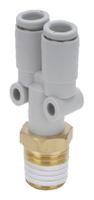 kq2u06-02as SMC KQ2 Series Y Threaded Adaptor, Push In 6 mm to Push In 6 mm, Threaded-to-Tube Connection Style