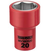 mv380512 Teng Tools 3/8 in Drive 12mm Insulated Standard Socket, 6 point, VDE/1000V, 46 mm Overall Length