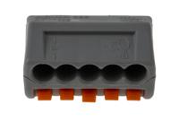 222-415 WAGO 222 Series Lever Connector, 5-Way, 32A, 28 → 12 AWG Wire, Cage Clamp Termination