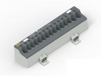 1snl407611r0000 Distribution Block, 15 Way, 1.5 → 25mm², 85A, 1 kV, Black, Grey