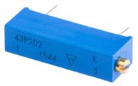 m43p202kb40 Vishay 43P Series 20-Turn Through Hole Trimmer Resistor with Pin Terminations, 2kΩ ±10% 1/2W ±100ppm/°C Side Adjust