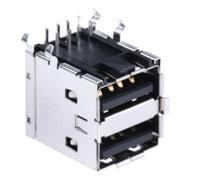 67298-3091 Molex Right Angle, Through Hole, Socket- Dual Port Type A USB Connector