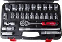 817-9230 RS PRO 26-Piece Metric 1/2 in Standard Socket Set with Ratchet, 6 point
