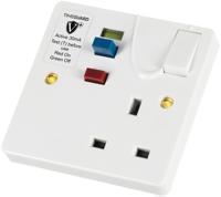 rcd01wavn Timeguard 13A, BS 7288 Fixing, Active, Single Gang RCD Socket, Thermoset, Surface Mount No, 230 V ac, White, Screwed
