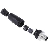 xzcc12mdm40b Telemecanique Sensors Circular Connector, 4 Contacts, Cable, M12 Connector, Plug, Male, IP67, XZCC Series