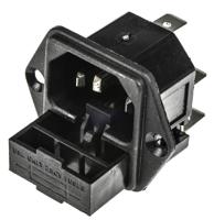 pf000263 Bulgin C14 Panel Mount IEC Connector Male, 10A, 250 V, Fuse Size 5 x 20mm