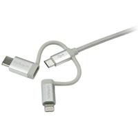 ltcub1mgr StarTech.com USB 2.0, Male USB A to Male Lightning, Micro USB B, USB C, 480Mbps, 1m