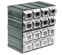 236-3583 RS PRO 16 Drawer Storage Unit, Plastic, 208mm x 208mm x 132mm, Transparent