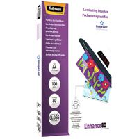 5306114 Fellowes A4 Glossy  Laminator Pouches 80micron Thickness, 100 Pack Quantity
