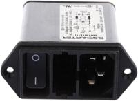 dd129111111 Schurter 10A, 250 V ac Male Panel Mount Filtered IEC Connector DD12.9111.111, Quick Connect Terminals 6.3 x 0.8 mm