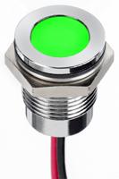 130-1096 RS PRO Green Panel Mount Indicator, 1.8 → 3.3V dc, 14mm Mounting Hole Size, Lead Wires Termination, IP67