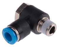 qslv-18-6 Festo QS Series Elbow Threaded Adaptor, R 1/8 Male to Push In 6 mm, Threaded-to-Tube Connection Style, 153087