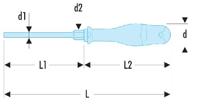 atwh12x200 Facom Slotted Screwdriver, 12 mm Tip, 200 mm Blade, 325 mm Overall