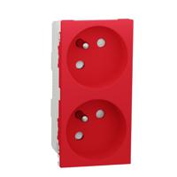 nu306903 Schneider Electric Red 2 Gang Power Socket, 2 Poles, 16A, French 2P, Indoor Use