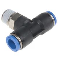 qst-14-8 Festo QS Series Tee Threaded Adaptor, Push In 8 mm to Push In 8 mm, Threaded-to-Tube Connection Style, 153110
